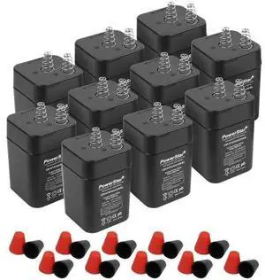 10 Pack of PowerStar 6V 5Ah AGM Sealed Lead Acid Batteries with Spring Terminals