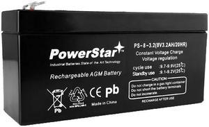 PowerStar BATTER YPS-832 8V 3.2AH F1 RECHARGEABLE SEALED LEAD ACID EACH