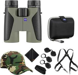 Zeiss 8x42 Terra ED Binoculars For Bird Watching (Velvet Green/Grey) with Waith Binocular Comfort Carrying Harness Strap, Adjustable Camo Hat & Waith Microfiber Lens Cleaning Cloth (Bundle Set) Zeiss 8x42 Terra ED Binoculars For Bird Watching (Velvet Green/Grey) with Waith Binocular Comfort Carrying Harness Strap, Adjustable Camo Hat & Waith Microfiber Lens Cleaning Cloth (Bundle Set)
