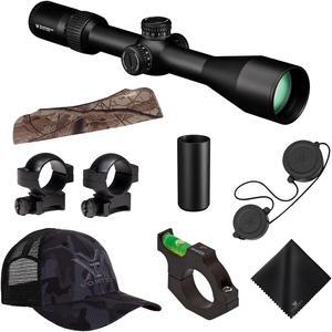 Vortex Optics Diamondback Tactical 6-24x50 FFP EBR-2C MOA RifleScope with Vortex Hunter 1" Riflescope Rings, Logo Hat Black Camo, Waith 30mm Riflescope Bubble Leveler and Rifle Scope Cover Bundle Set