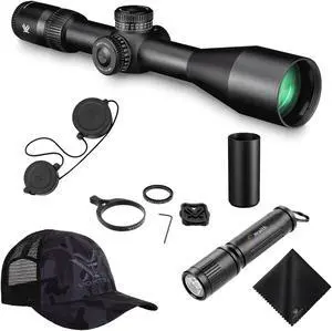 Vortex Optics Venom 5-25x56 FFP EBR-7C MRAD Riflescope with Vortex Logo Hat Camo Black and Waith Compact LED Flashlight Keychain (Essential Bundle Set)