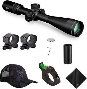 Vortex Optics Viper 5-25x50 PST Gen II FFP EBR-7C MOA Riflescope with Vortex Optics 30mm Tactical Rings (Medium), Vortex Logo Hat Camo Black and Waith 30mm Riflescope Bubble Leveler (Bundle Set)