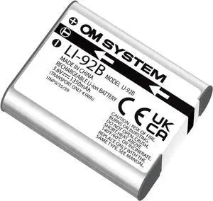 OM SYSTEM LI-92B Rechargeable Lithium-Ion Battery for Cameras - 3.6 Volts