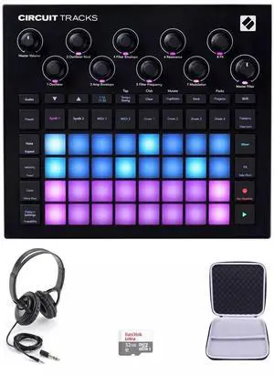 Novation Circuit Tracks Standalone Groove Box, Headphones, +32GB, +Case Bundle