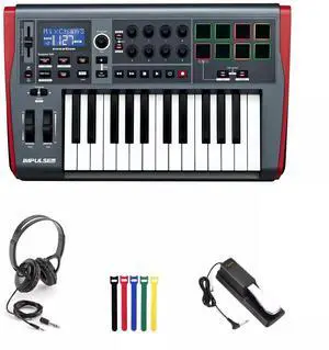 Novation 25-Key MIDI Keyboard Controller Headphones, Cover, Cable Ties Bundle