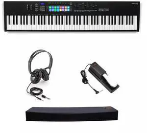 Novation Launchkey 88Key MIDI Keyboard Controller, Headphones/Cover/Pedal Bundle