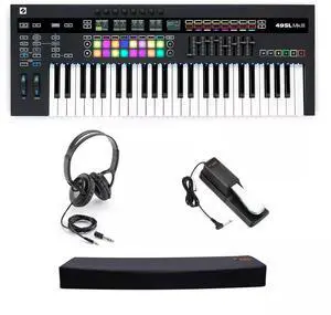 Novation SL 49-Key MIDI & CV Keyboard Controller, Headphones/Over/Pedal Bundle