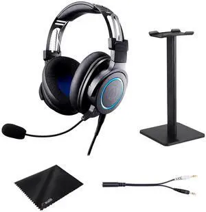 Audio-Technica ATH-G1 Closed Back Premium Wired Gaming Headset (Black)+Stand