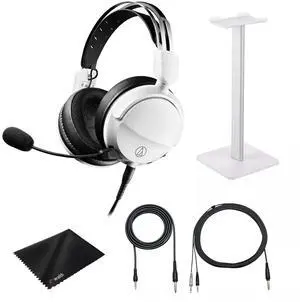 Audio-Technica ATH-GL3 Hi-Fi Closed-Back Gaming Headset (White) + Headset Stand