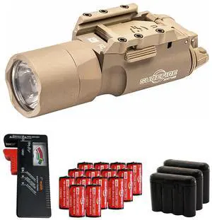 SureFire X300 Long Handgun WeaponLight, Tan with Batteries/Tester/Cases Bundle