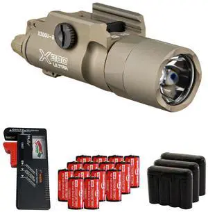 SureFire X300U-B Tactical Weapon Light, Tan with Batteries/Tester/Cases Bundle