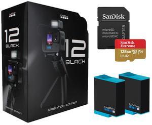 GoPro HERO12 Black Creator Edition with 2 Battery + 128GB Memory Card Bundle