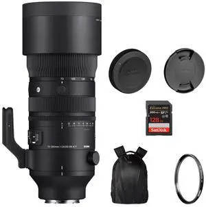 Sigma 70-200mm f/2.8 DG DN OS Sports Lens for Sony E+Tiffen Filter+128GB SD Set