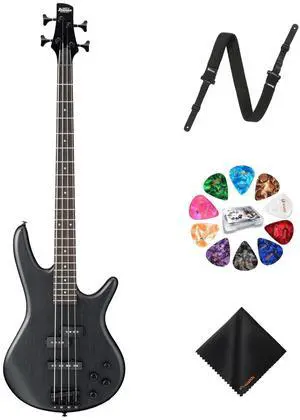 Ibanez GSR200 4-String Bass Weathered Black Guitar Right Handed+Strap+Picks Kit