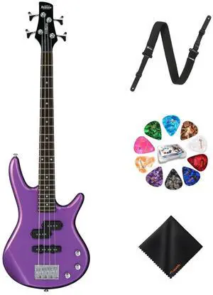 Ibanez GSRM20 4-String Bass Metallic Purple Guitar, Right Handed+Strap+Picks Kit