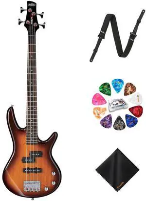 Ibanez GSRM20 4-String Bass Brown Sunburst Guitar, Right Handed+Strap+Picks Kit