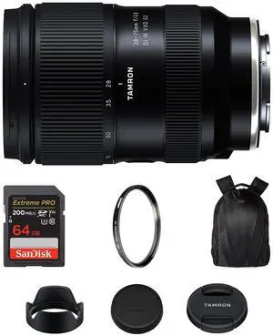 Tamron 28-75mm f/2.8 Di III VXD G2 Lens-Sony E+64GB SDXC+Tiffen UV Filter Bundle