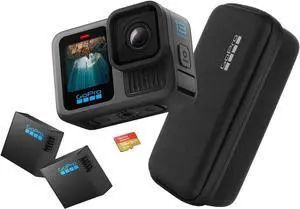 GoPro HERO 11 Black 5.3K Action Camera Bundle 2 Batteries, Case, SD Card and Grip