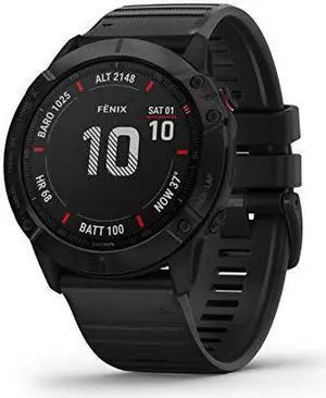 Garmin Fenix 6X Sapphire, Premium Multisport GPS Watch,  -Carbon Gray DLC with Black Band-  (010-02157-10)