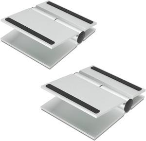 SoundXtra Universal Desktop Speaker Stand, Size Small - Pair (Silver)