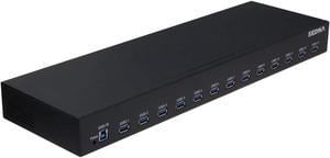 SEDNA - 19 Inch 1U Rack Mount 13 Port USB 3.2 Gen I Hub (5Gbps) - with 5V 10A AC/DC Adapter