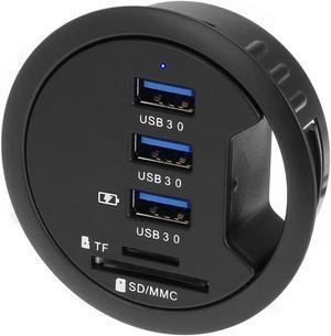 SEDNA - 2.5" Grommet Hole - In Desk - USB 3.1 Gen I 3 Port Hub/ BC 1.2 USB Charger with SD Card Reader