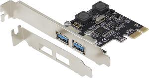 SEDNA - PCI Express USB 3.1 Gen I ( 5Gbps ) 2 Port Adapter with Low Profile Bracket - with 2 separated power supply and protection circuit, no power connection required ( NEC 720202 )
