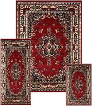 Home Dynamix Area Rugs: Ariana Rug: 7069 Traditional Persian Medallion Claret: 3 Piece Set