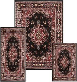 Home Dynamix Area Rugs: Ariana Rug: 7069 Traditional Persian Medallion Black: 3 Piece Set