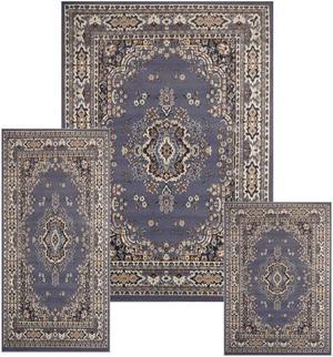 Home Dynamix Area Rugs: Ariana Rug: 7069 Traditional Persian Medallion Country Blue: 3 Piece Set