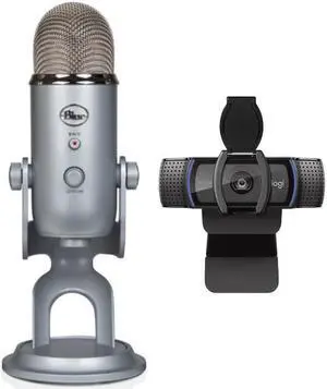 Blue Microphones Yeti Silver Bundle with Logitech C920S Pro HD Stream Webcam
