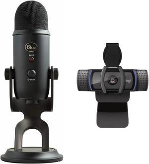 Blue Microphone Yeti USB Microphone Blackout with Logitech C920S HD Pro Webcam
