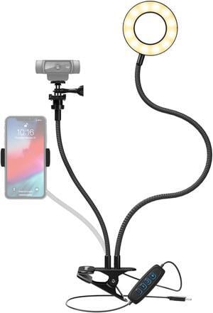 Knox Gear Selfie Ring Light Stand with Cell Phone Holder and Webcam/Camera Mount