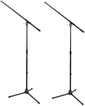 On Stage MS7701B Tripod Microphone Stands with 30" Boom - Black (Two Pack Bundle)