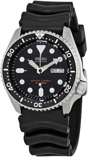 Seiko Men's Automatic Black Dial Black Rubber Watch SKX007J1