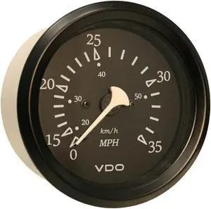 VDO Allentare Black Pitot Speedometer 35 MPH - Black Bezel 35 Mph Speedometer