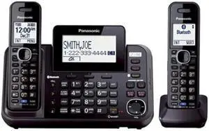 Panasonic KX-TG9542B Two Handset Cordless Phone|DECT 6.0|Link2Cell|Expandable Up-To 12 Handsets|Black