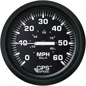 Faria Beede Instruments Euro Black 4 Inch Speedometer 60Mph Euro Black 4 Inch Speedometer 60 MPH -GPS