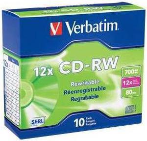 Verbatim VTM95156M Verbatim 12X CD-RW Media 700MB 10 Pack in Jewel Case (95156)