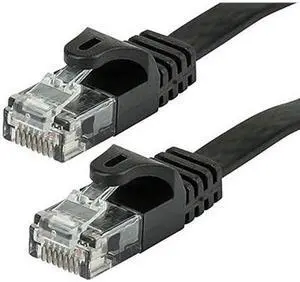 Monoprice Cat5e Ethernet Patch Cable - 0.5 Feet - Black | Network Internet Cord - RJ45, Flat,Stranded, 350Mhz, UTP, Pure Bare Copper Wire, 30AWG