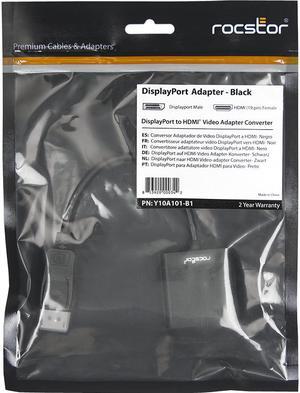 Rocstor Y10A101-B1 Rocstor DisplayPort (male) to HDMI (female) Adapter Converter - 1 Pack - 1 x DisplayPort Male Digital Audio/Video - 1 x HDMI Female Digital Audio/Video - 1920 x 1200 Supported -