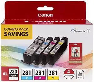Canon CLI-281 XL Ink Cartridge Value Pack Black/Cyan/Magenta/Yellow Inkjet Print Technology 2021C006