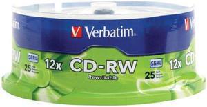 Verbatim G35485M Verbatim 700 MB 4x-12x 80 Minute Silver Rewritable Disc CD-RW, 25 Disc Spindle 95155