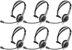 Panasonic KX-TCA430 Wired Over the-Head Headset With Noise-Cancelling Microphone|6-Pack