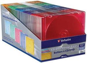 Verbatim VER94178M Verbatim Slim CD and DVD Storage Cases - 50 Pack - 5 Assorted Colors 94178