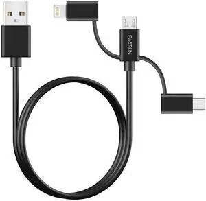 Foxsun Multi USB Charging Cable, 6.6 FT/2M 3 in 1 Multiple USB Charger Cable (AM001032)