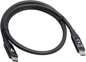 V7 USB-C Male to USB-C Male Cable USB4 40 Gbps 5A 0.8m/2.6ft Black V7USB480CM