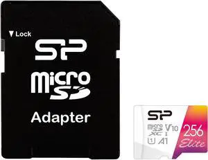 Silicon Power Elite microSDXC 256GB  CL10 UHS-1 Full HD 100MB/sec Memory Card w/Adapter Modle