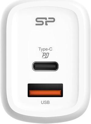 Silicon Power Boost Charger QM25, USB Dual-Output Type-A and Type-C (EU 2-pin) 30W Wall Charger Model SP30WASYQM252PCW