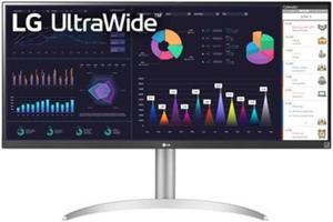 LG UltraWide 34BQ650-W - LED monitor - 34" - 2560 x 1080 WFHD @ 100 Hz - IPS - 500 cd/m² - 1000:1 - DisplayHDR 400 - 5 ms - HDMI, DisplayPort, USB-C - speakers - black, white, silver pearl